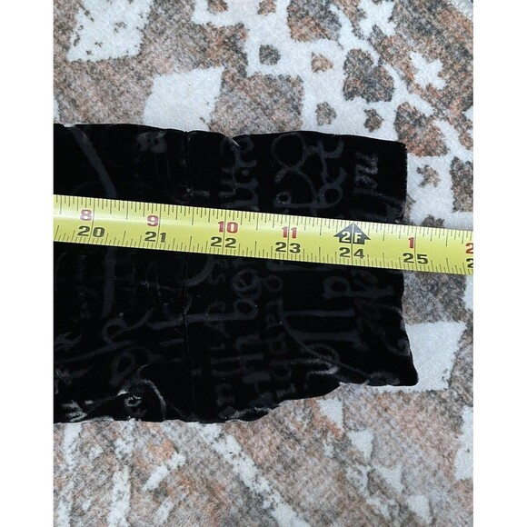 Vintage 90s Black Velvet Burnout Script Print Top Silk Blend Semi Sheer Boho L - Picture 15 of 16